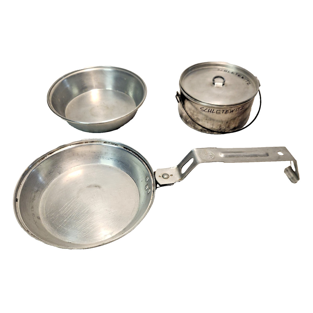 Vintage Boy Scouts BSA Aluminum Mess Kit Nesting Frying Pan-Lidded Pot-Bowl
